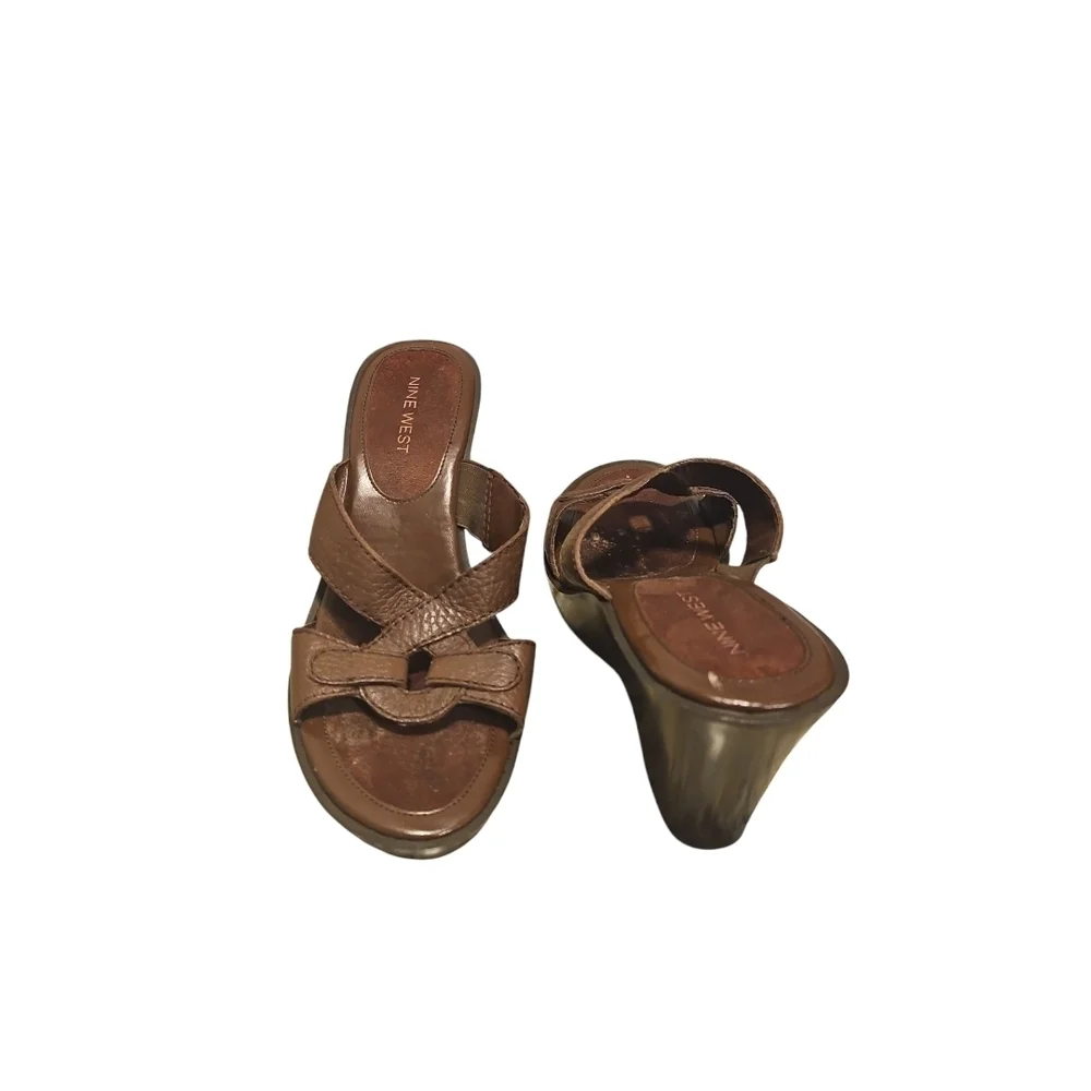 Nine West Brown Wedge Sandals